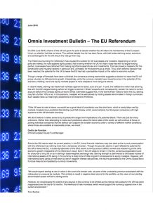 Investment Bulletin - OMNIS - The EU Referendum - June 2016